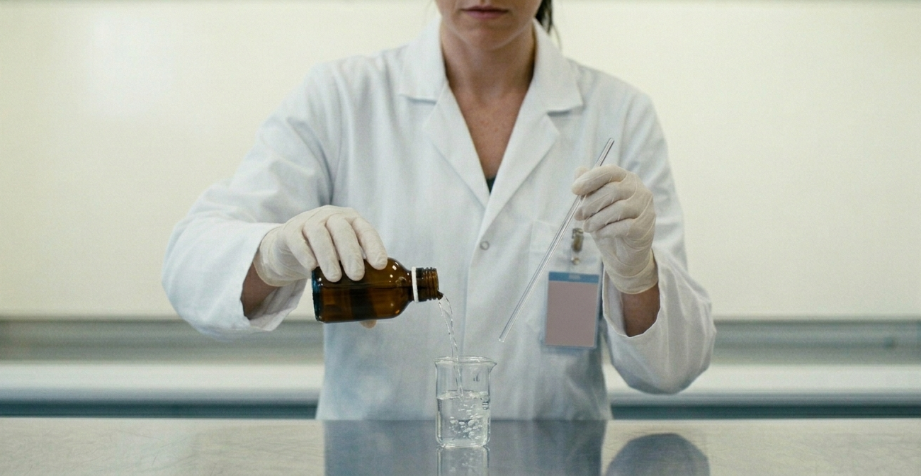 Lab beaker with custom allergy formula