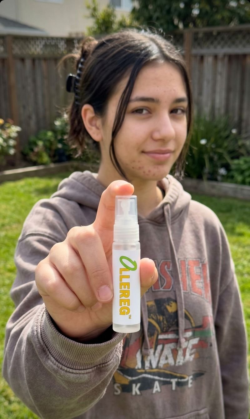 Teen enjoying outdoors with OLLEREG spray